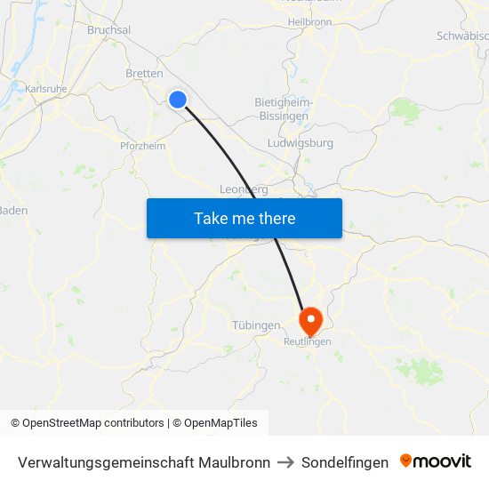 Verwaltungsgemeinschaft Maulbronn to Sondelfingen map