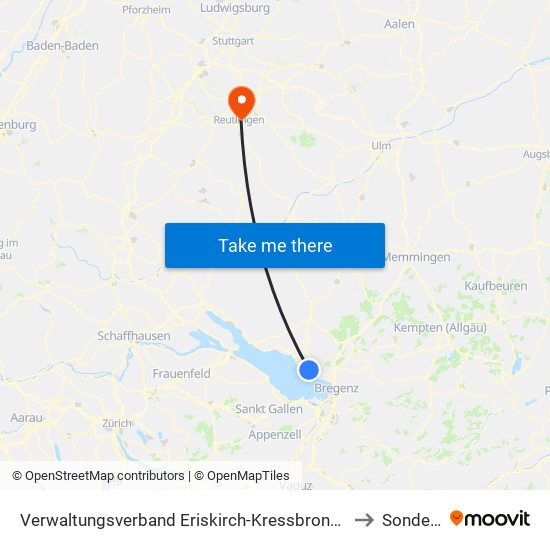 Verwaltungsverband Eriskirch-Kressbronn am Bodensee-Langenargen to Sondelfingen map