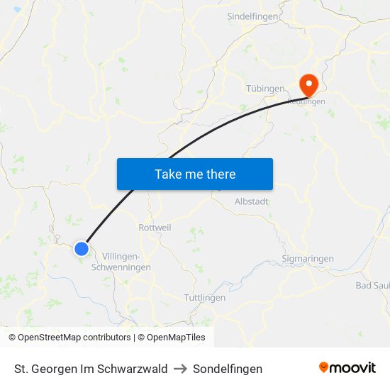 St. Georgen Im Schwarzwald to Sondelfingen map