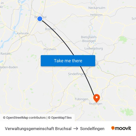 Verwaltungsgemeinschaft Bruchsal to Sondelfingen map