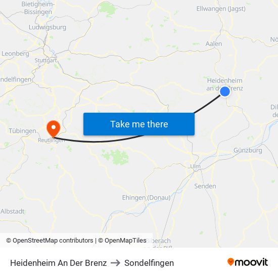 Heidenheim An Der Brenz to Sondelfingen map