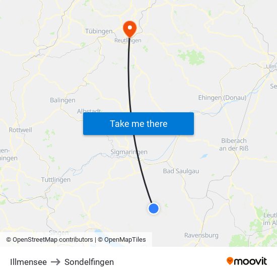 Illmensee to Sondelfingen map