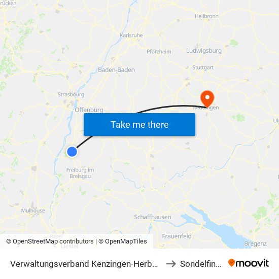 Verwaltungsverband Kenzingen-Herbolzheim to Sondelfingen map