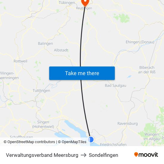 Verwaltungsverband Meersburg to Sondelfingen map