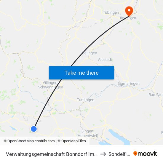 Verwaltungsgemeinschaft Bonndorf Im Schwarzwald to Sondelfingen map
