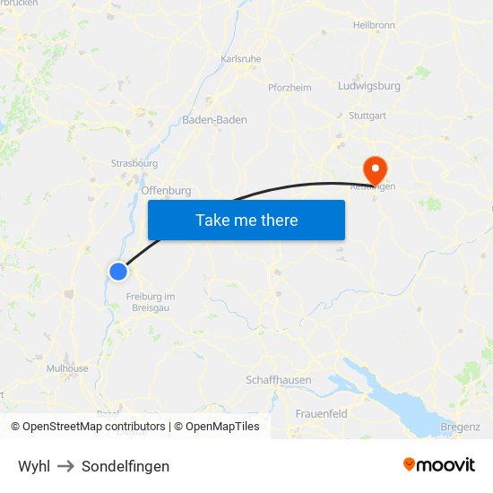 Wyhl to Sondelfingen map