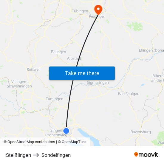 Steißlingen to Sondelfingen map