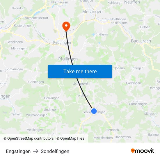 Engstingen to Sondelfingen map