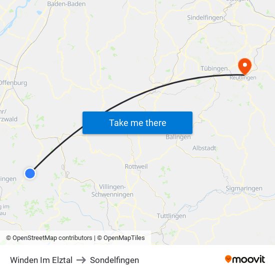 Winden Im Elztal to Sondelfingen map