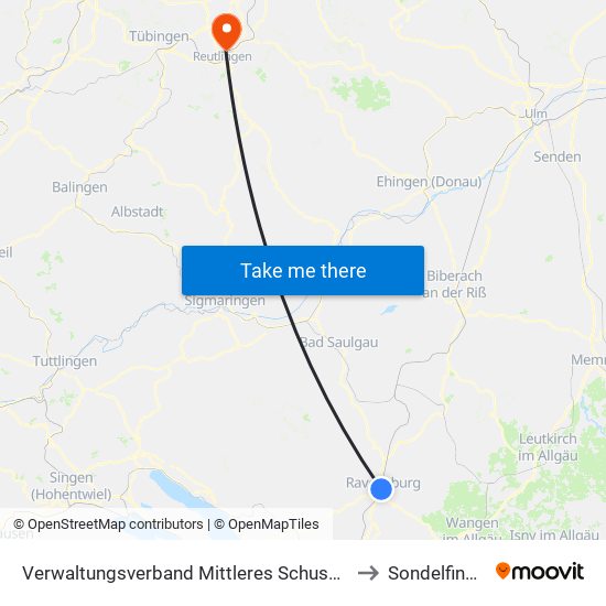 Verwaltungsverband Mittleres Schussental to Sondelfingen map