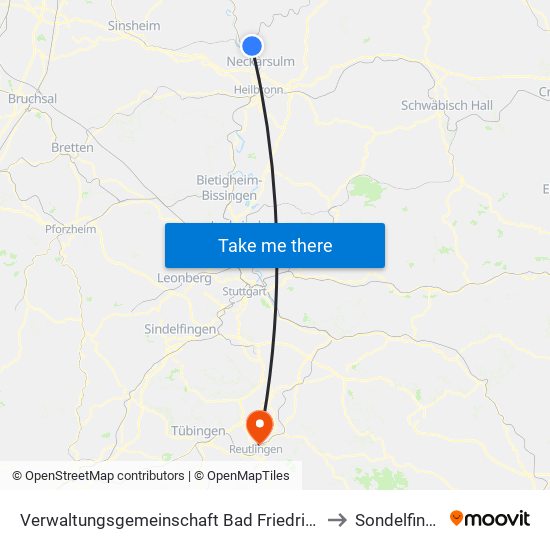 Verwaltungsgemeinschaft Bad Friedrichshall to Sondelfingen map