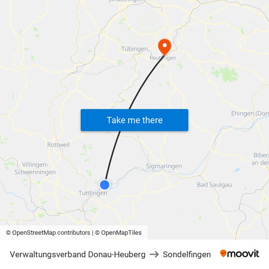 Verwaltungsverband Donau-Heuberg to Sondelfingen map