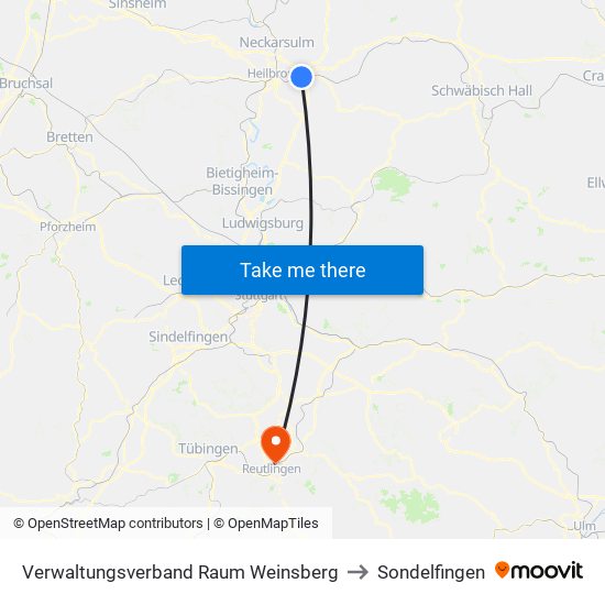 Verwaltungsverband Raum Weinsberg to Sondelfingen map