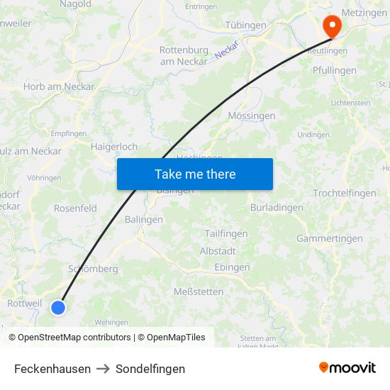 Feckenhausen to Sondelfingen map