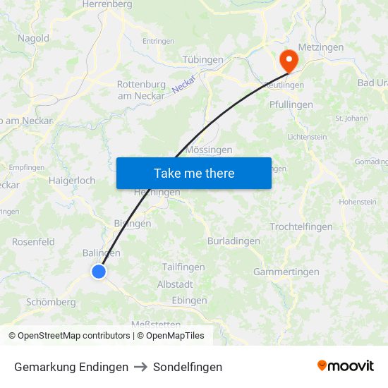 Gemarkung Endingen to Sondelfingen map