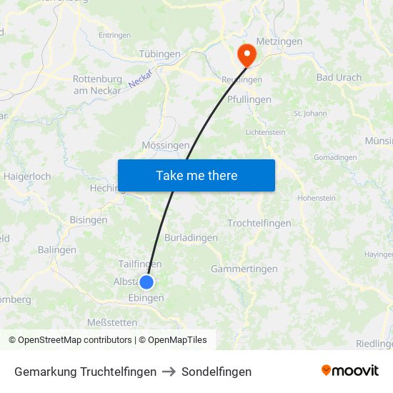 Gemarkung Truchtelfingen to Sondelfingen map