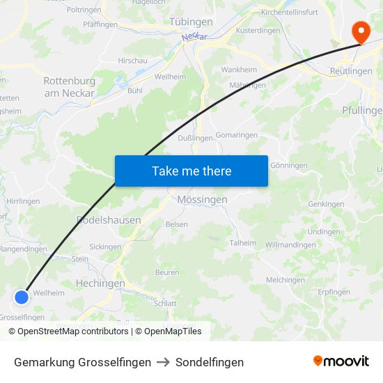 Gemarkung Grosselfingen to Sondelfingen map