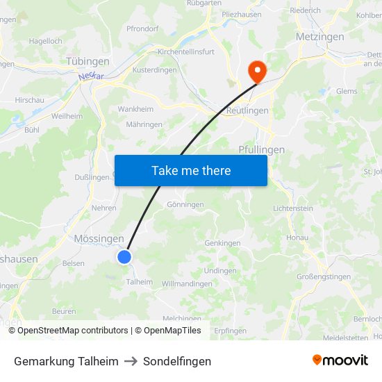 Gemarkung Talheim to Sondelfingen map