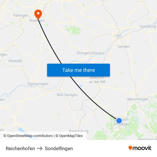 Reichenhofen to Sondelfingen map