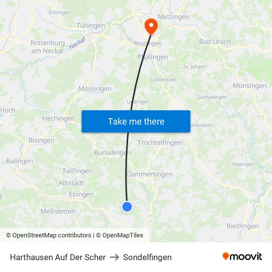Harthausen Auf Der Scher to Sondelfingen map