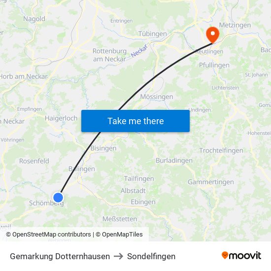 Gemarkung Dotternhausen to Sondelfingen map