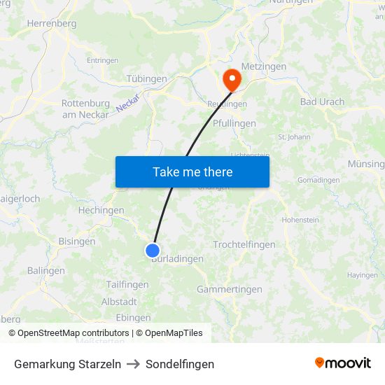 Gemarkung Starzeln to Sondelfingen map