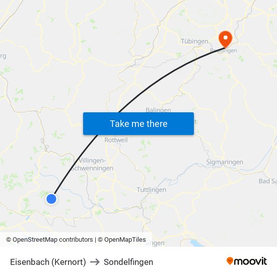 Eisenbach (Kernort) to Sondelfingen map