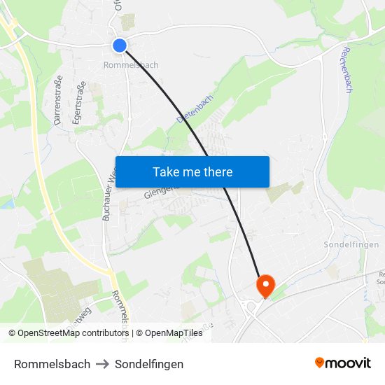 Rommelsbach to Sondelfingen map