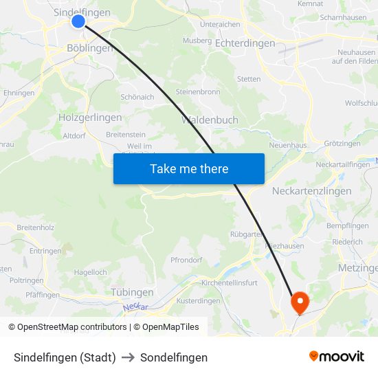 Sindelfingen (Stadt) to Sondelfingen map