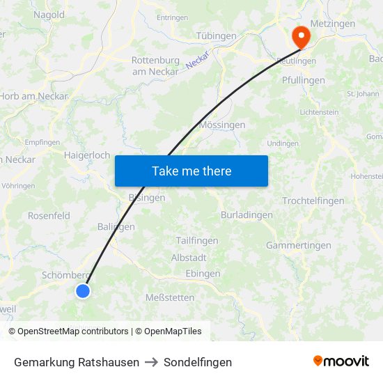 Gemarkung Ratshausen to Sondelfingen map