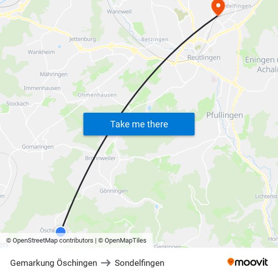 Gemarkung Öschingen to Sondelfingen map