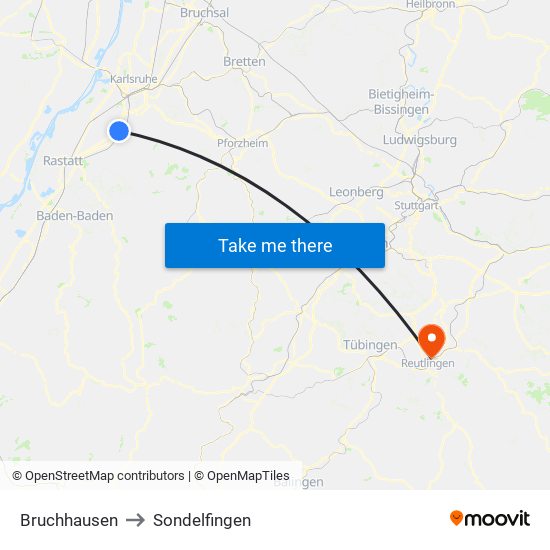 Bruchhausen to Sondelfingen map