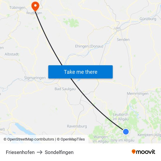 Friesenhofen to Sondelfingen map