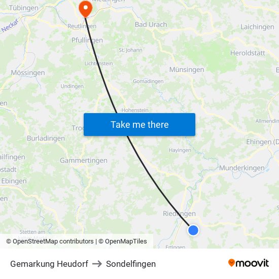Gemarkung Heudorf to Sondelfingen map