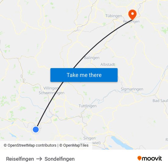 Reiselfingen to Sondelfingen map