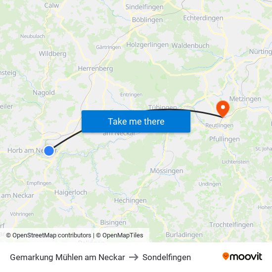 Gemarkung Mühlen am Neckar to Sondelfingen map