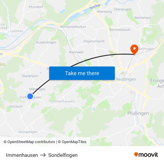 Immenhausen to Sondelfingen map