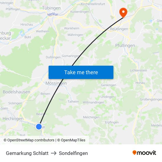 Gemarkung Schlatt to Sondelfingen map