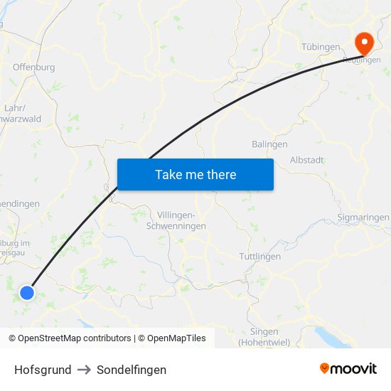 Hofsgrund to Sondelfingen map