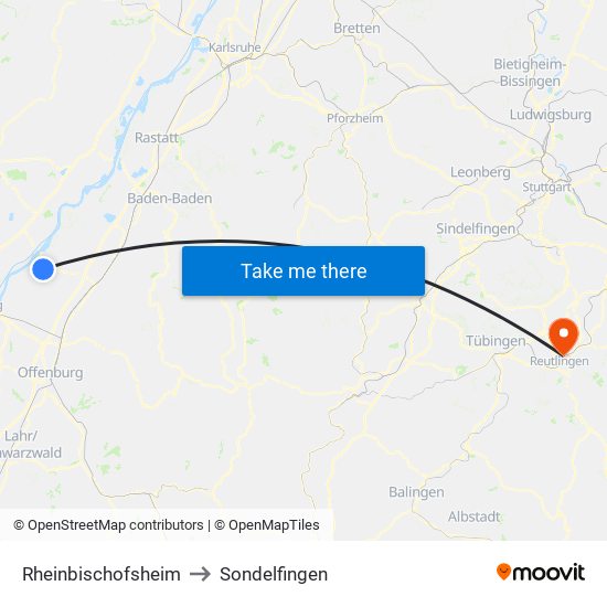 Rheinbischofsheim to Sondelfingen map