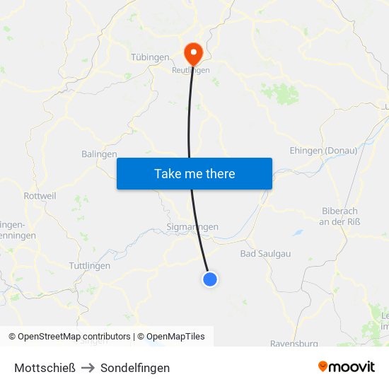 Mottschieß to Sondelfingen map