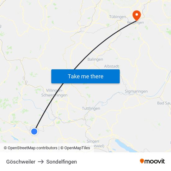 Göschweiler to Sondelfingen map