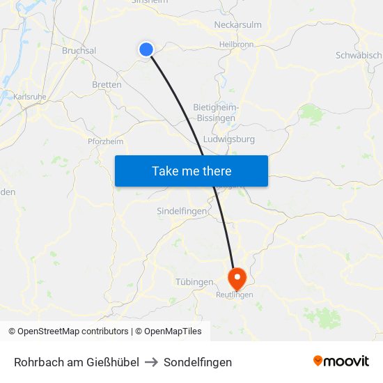 Rohrbach am Gießhübel to Sondelfingen map