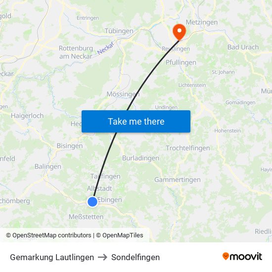 Gemarkung Lautlingen to Sondelfingen map