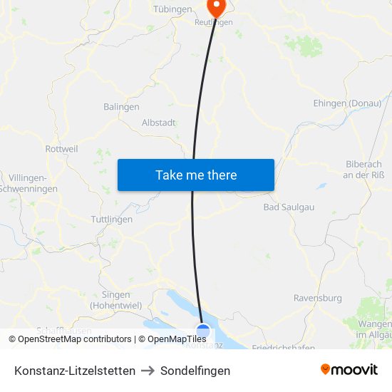 Konstanz-Litzelstetten to Sondelfingen map