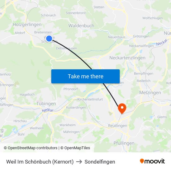 Weil Im Schönbuch (Kernort) to Sondelfingen map