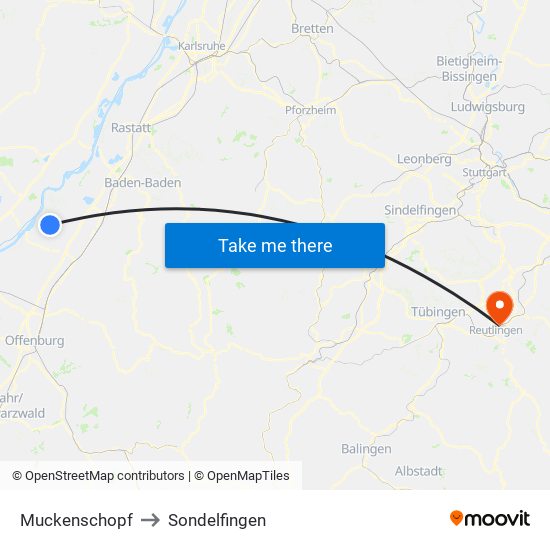 Muckenschopf to Sondelfingen map