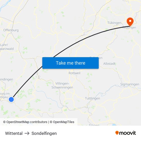 Wittental to Sondelfingen map