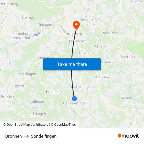 Bronnen to Sondelfingen map