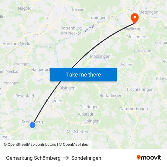 Gemarkung Schömberg to Sondelfingen map